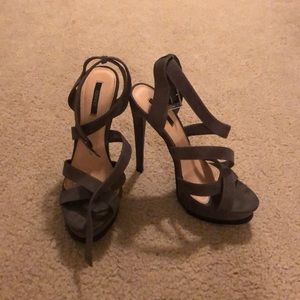Straps grey high heels